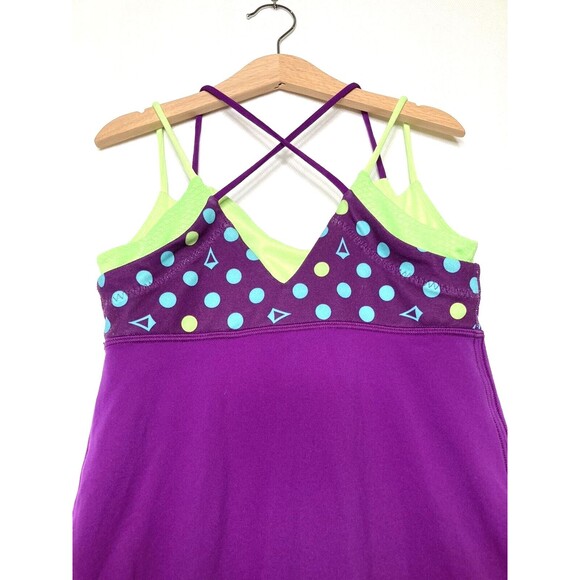 Ivivva By Lululemon Strappy Active Tank Top Girls Size 12 Multicolor Polka Dots - Picture 7 of 10